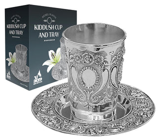 Ner Mitzvah Wine Goblet with Saucer, 6 Ounces, Nickel Plated