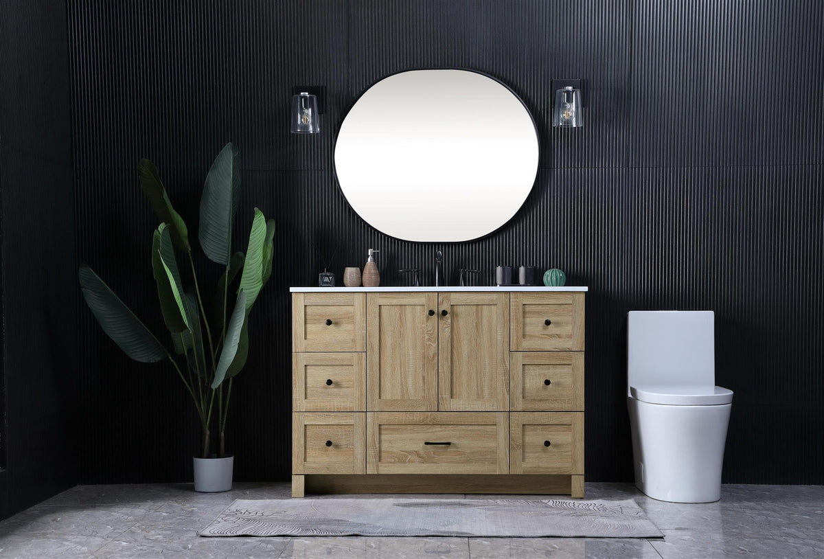 Elegant Kitchen And Bath 48 Inch Single Bathroom Vanity In Mango Wood by Elegant Lighting – 19.00" W x 34.00" H x 48.00" D, Mango Wood, Model VF2848MW