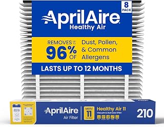 Genuine AprilAire 210 Replacement Filter for AprilAire Whole-House Air Purifiers - MERV 11, Clean Air & Dust, 20x25x4 Air Filter (Pack of 8)