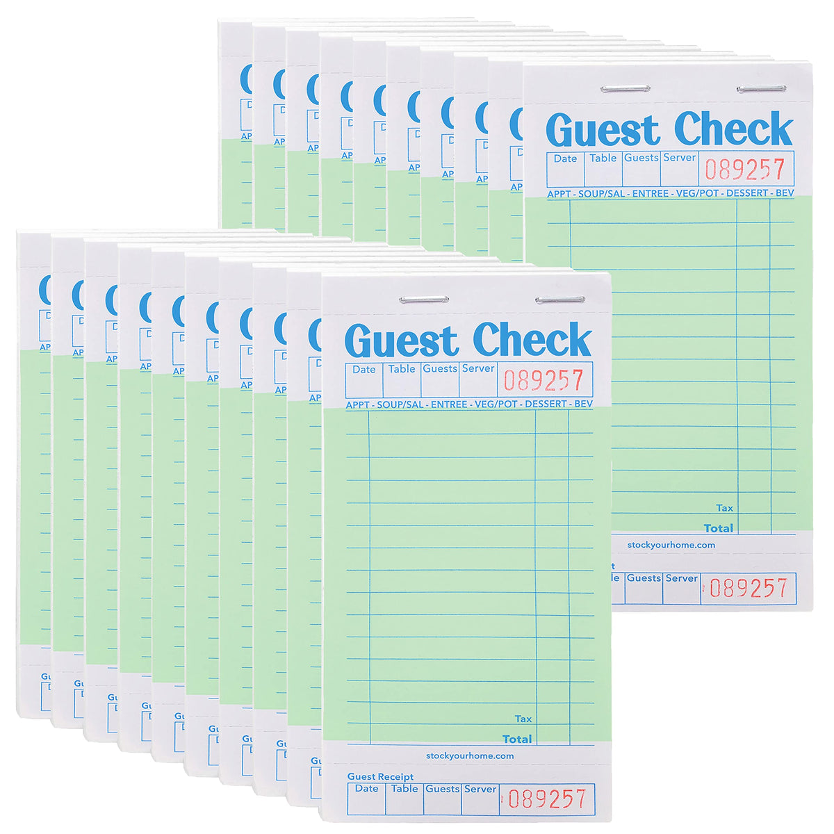 Green Guest Check Books for Servers (20 Pack) Server Note Pads by Stock Your Home – 20 Pack, Paper, Green, Model 1296
