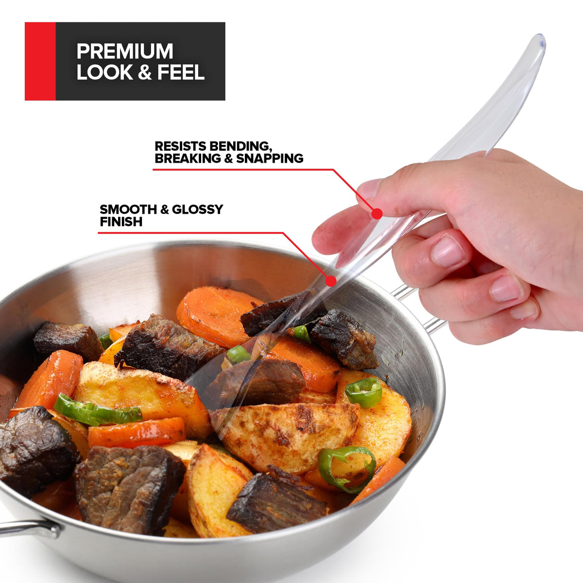12 Count 10-Inch Disposable Clear Plastic Serving Spoons for Catering by Stock Your Home – 12 count, Plastic, Clear, Pack of 12, Model 3869
