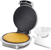 Proctor Silex Waffle Cone and Ice Cream Bowl Maker With Browning Control | Fun And Fast, Cooks In 2-3 Minutes | Includes Cone Shaper Roller & Cup Press | 7.5” PFAS-Free Non-Stick Plates | White