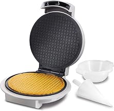 Proctor Silex Waffle Cone and Ice Cream Bowl Maker With Browning Control | Fun And Fast, Cooks In 2-3 Minutes | Includes Cone Shaper Roller & Cup Press | 7.5” PFAS-Free Non-Stick Plates | White