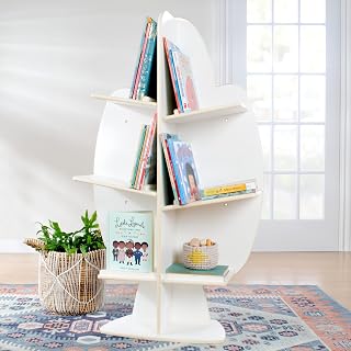 Guidecraft EdQ Reading Tree White - Wooden Standing Bookshelf for Kids Room, Classroom, and Playroom