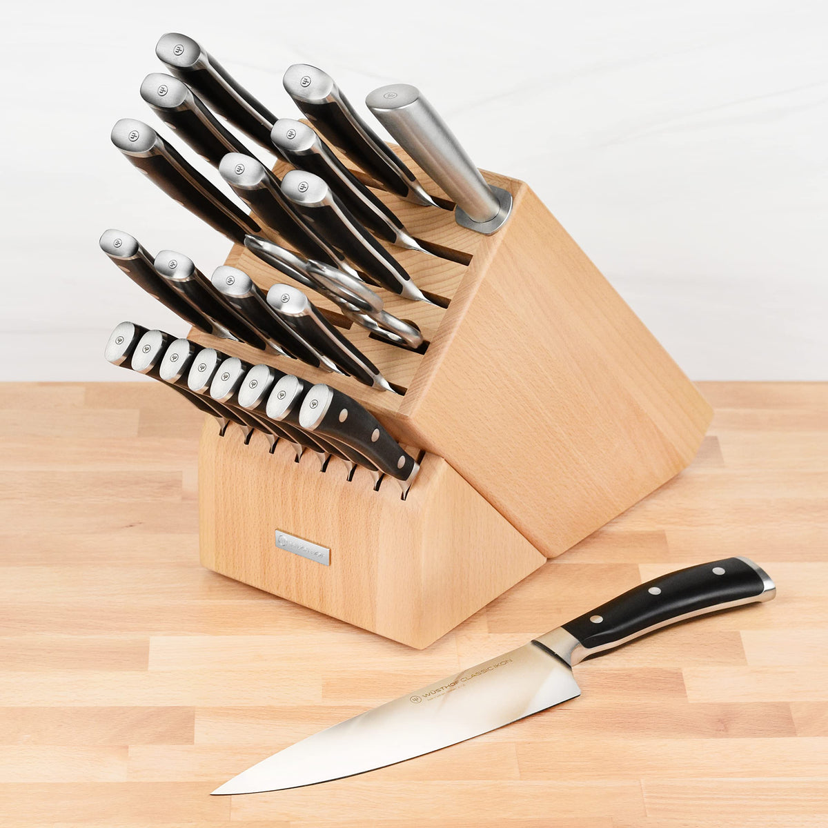 Wusthof 23 Piece Knife Block Set by Wüsthof – 23 Piece, Forged High Carbon Stainless Steel, Black Handles, Pack of 23, Model Classic Ikon