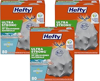 Hefty Ultra Strong Trash Bags | Kitchen | 13 Gallon | 80 Bags, Pack of 3