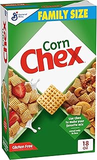 Corn Chex Cereal, Gluten Free,Family Size, 18 oz | 16g Whole Grain per Serving, Good Source of 12 Vitamins & Minerals, No High Fructose Corn Syrup