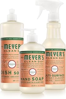 Mrs. MEYER'S CLEAN DAY Kitchen Basics Set, Geranium, Cleaning Supplies | Trio of Kitchen Essentials, Includes Hand Soap (12.5 fl oz), Dish Soap (16 fl oz) and Multi-Surface Cleaner (16 fl oz)