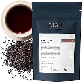 Rishi Tea Earl Grey Organic Black Loose Leaf Tea, Caffeinated, 4oz