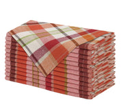 Cotton Craft Harvest Plaid Cloth Napkins, 17 x 17 Inches, Set of 12