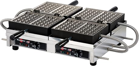 Krampouz Commercial Double Brussels Waffle Maker | Two independent 4x6 180° rotating irons, cast iron plates, independent temp controls, stainless steel construction