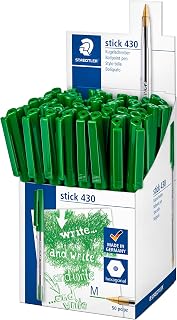 STAEDTLER Stick 430 M-5CP5 Ballpoint Pen Medium - Green (Box of 50)