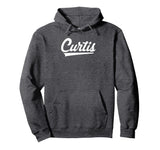 Curtis High School Vintage Swoosh Pullover Hoodie by Curtis Warriors Official High School Gear – Polyester, Grey, Model 8AYABYFYJAH