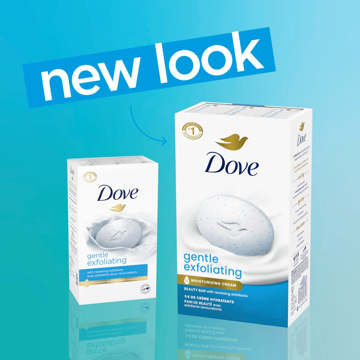 Gentle Exfoliating Beauty Bar Soap by Dove – 3.75 Ounce (Pack of 8), Blue, Pack of 8, Model 011111613393