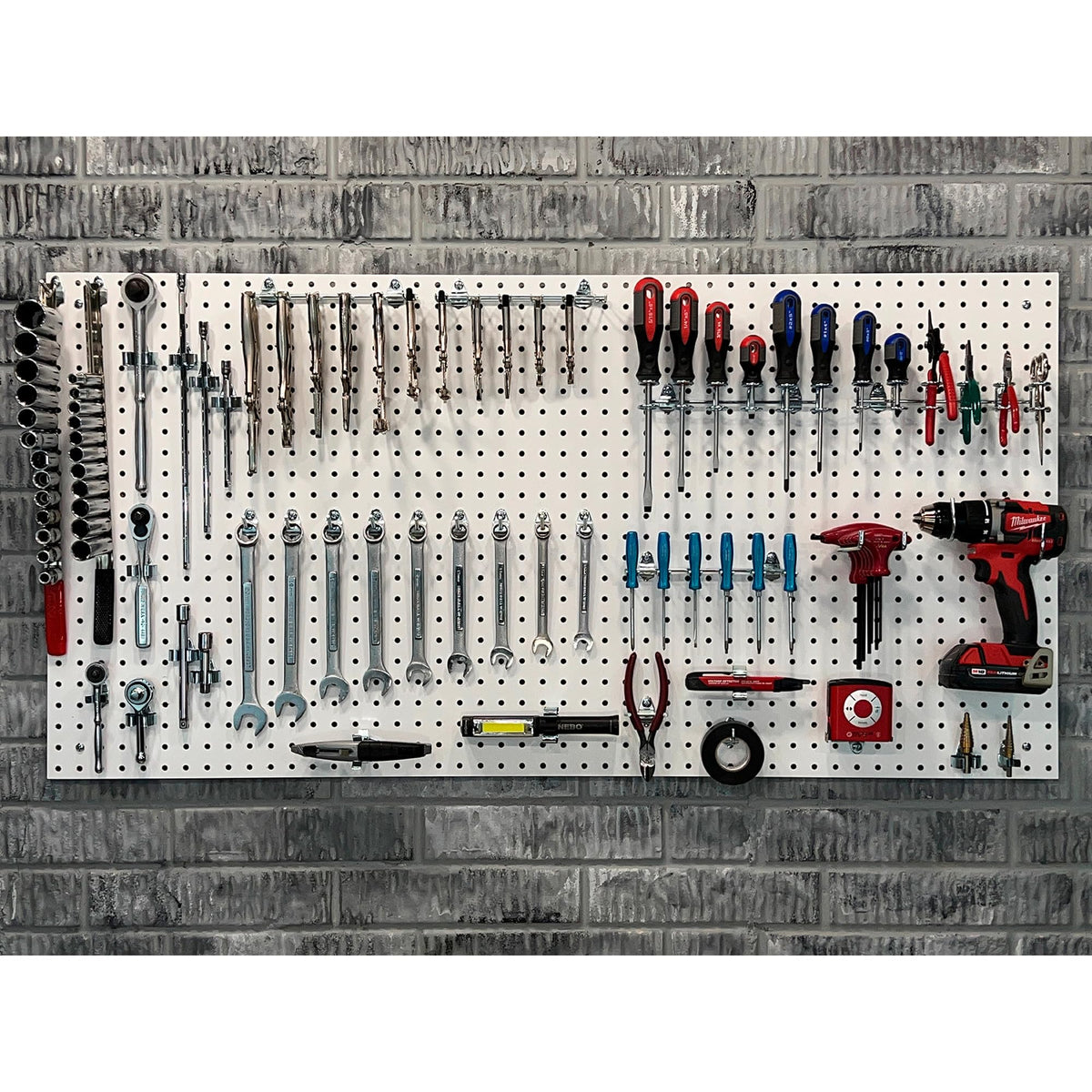 High Density Fiberboard Pegboards with Mounting Hardware by Triton Products – 24" x 42", Engineered Wood, White, Model PEG2-WHT