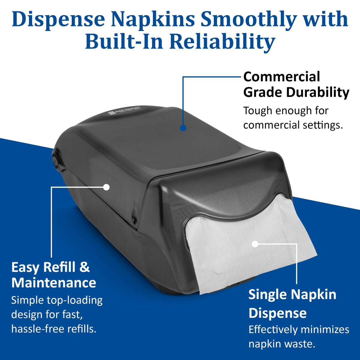 H5004 Venue Countertop Mini Interfold Napkin Dispenser by San Jamar – Plastic, Clear, Model H5004CL