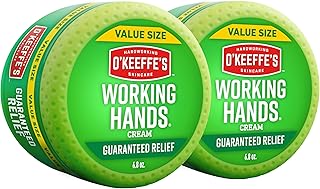 O'Keeffe's Working Hands Hand Cream for Extreme Dryness - 6.8 oz Value Size Jar (2 Pack) - Repairing Skincare for Cracked, Dry Hands