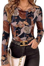 Womens Tops Cowl Neck Long Sleeve Shirts for Women Fall Outfits