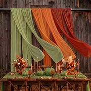 Boao Chiffon Table Runner, 12 x 118 Inches, Set of 6 in Yellow Orange and Maple Red