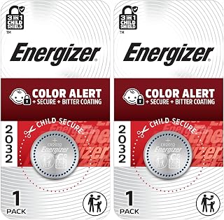 Energizer 2032 3V Batteries, 3 Volt Battery Lithium Coin, 1 Count (Pack of 2)