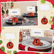 Whaline Christmas Place Card Holders, Red Ball Ornament with Gold Snowflakes, 12 Pack