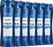 Suave Men Ocean Charge 2 in 1 Refreshing Shampoo & Conditioner with Pro Vitamin B5, Hydrates & Revitalizes Hair, Ocean Fresh Scent, 6 Count, 12.6 FL OZ