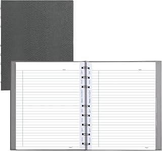 Blueline MiracleBind™ Notebook, Refillable, Lizard-Like Hard Cover, 9.25" x 7.25", 150 Ruled Pages, Cool Grey (AF9150.97)