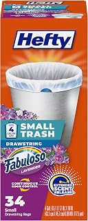 Hefty 4 Gallon Small Trash Bags, White, Fabuloso Lavender Scent, 34ct