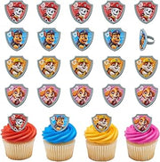 DecoPac Paw Patrol Reporting For Duty Rings, Cupcake Decorations Featuring Chase, Marshall, Skye, And Rubble - 24 Pack
