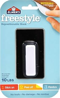 Elmer's Freestyle Reusable and Repositionable Adhesive Hook, Contemporary Styling, Black, E6319