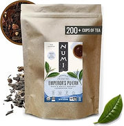 Numi Organic Emperor’s Pu-erh Tea Loose Leaf, Aged Yunnan Caffeinated Black Tea, 16 oz Bulk Pouch, Smooth Earthy Bold Flavor, Brews 200 Cups