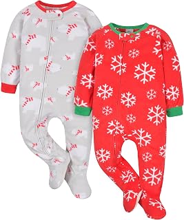 Gerber 2-Pack Baby & Toddler Neutral Snowflakes Bear Fleece Pajamas