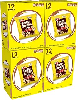 Keebler Fudge Stripes Cookies Minis, Original, 12 Count, Pack of 4