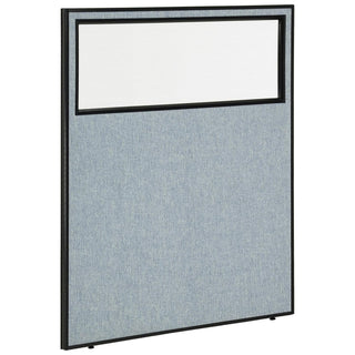 48-1/4"W x 60" H Office Partition Panel with Partial Window by Global Industrial – Alloy Steel, Blue, Model 694660WBL