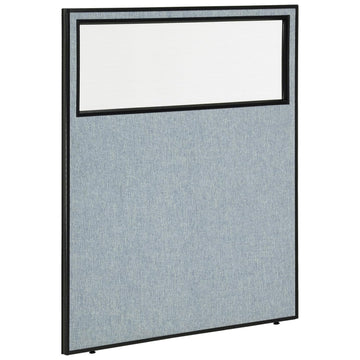 48-1/4"W x 60" H Office Partition Panel with Partial Window by Global Industrial – Alloy Steel, Blue, Model 694660WBL