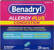 Benadryl Allergy Plus Congestion Ultratabs, 24 ct