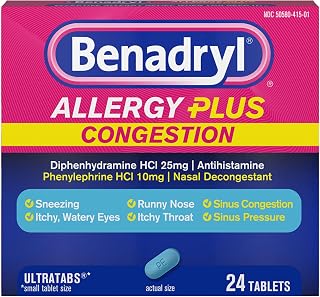 Benadryl Allergy Plus Congestion Ultratabs, 24 ct