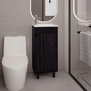 16" Yorkana Bathroom Vanity, 1 Door, 4 Legs, 2 Shelves, Black Wengue - Bathroom – Bathroom Vanity & Storage Suite for Master Bathrooms, Guest Baths & Small Bathrooms