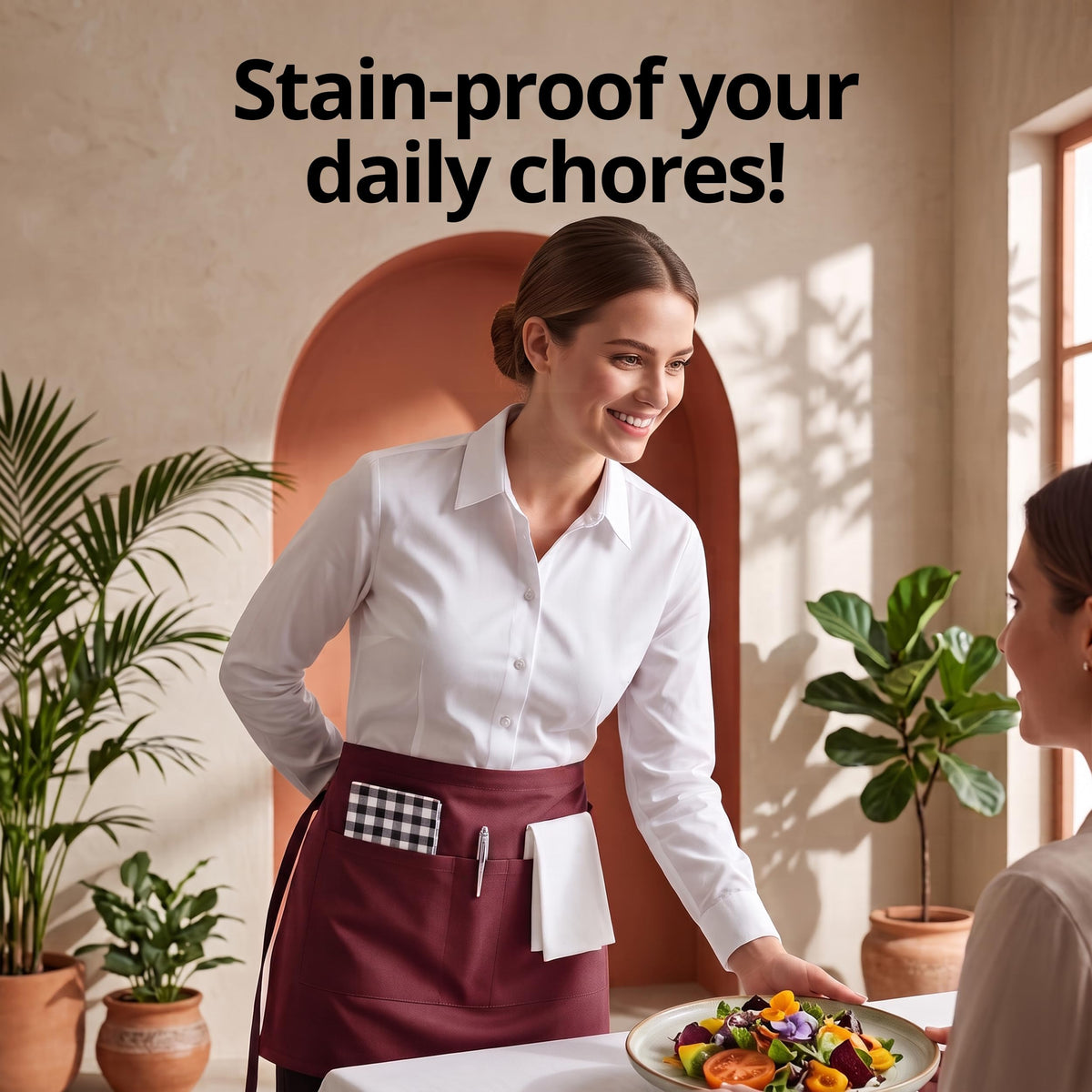 Server Waist Aprons 4 Pack Short 3 Pockets Men Women Burgundy by Utopia Wear – 24x12 Inches (Pack of 4), Polyester, Burgundy, Model UK0963