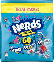 Nerds Gummy Clusters Candy, Very Berry, Crunchy and Gummy, Individually Wrapped Treat Size Packs, 60 Count, 30 oz