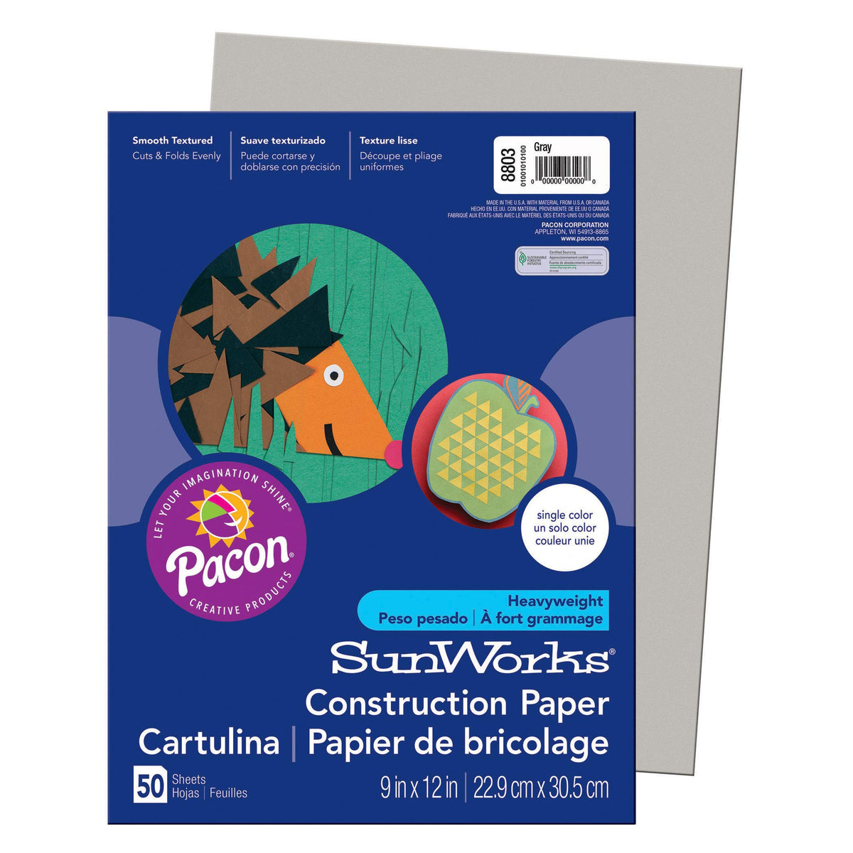 Prang Construction Paper by DIXON TICONDEROGA CO - PACON – 9 x 12 inches, Paper, Gray, Pack of 10, Model PAC8803-10