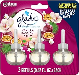 Glade PlugIns Refills Air Freshener, Scented and Essential Oils for Home and Bathroom, Vanilla Passion Fruit, 2.01 Fl Oz, 3 Count