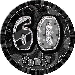 Unique Party 55287-6" Glitz Black Giant 60th Birthday Badge