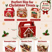 AstraVox Christmas Cookie Gift Boxes, 24 Pack with Handles, Multicolor