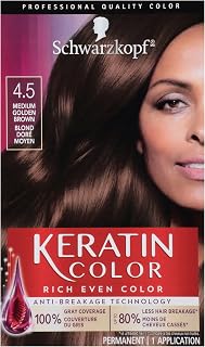 Schwarzkopf Keratin Color Permanent Hair Color Cream, 4.5 Medium Golden Brown