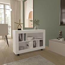 37" Lacey Console Table Cart, 5 Shelves, 4 Casters, White - Console Table Cart, Height 25.4" – Multi-Purpose Kitchen Storage for Kitchen & Home Storage