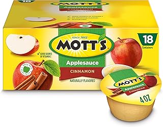 Mott's Cinnamon Applesauce, 4 Oz Cups, 18 Count, No Artificial Flavors, Good Source Of Vitamin C, Nutritious Option For The Whole Family