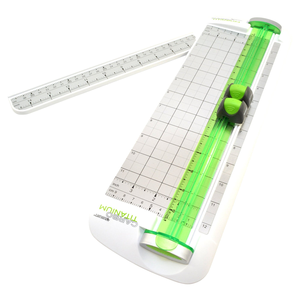 Carbo Titanium Narrow Trimmer by Westcott – 12 inches, Car, White, Green, Model 16682