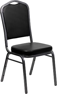 Flash Furniture Hercules Vinyl Crown Back Stackable Banquet Chair, Silver | Silver Vein Frame, Vinyl Upholstery