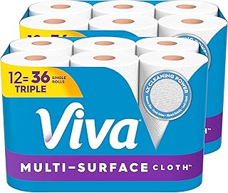 Viva Multi-Surface Cloth Paper Towels, 12 Triple Rolls, 165 Sheets per Roll